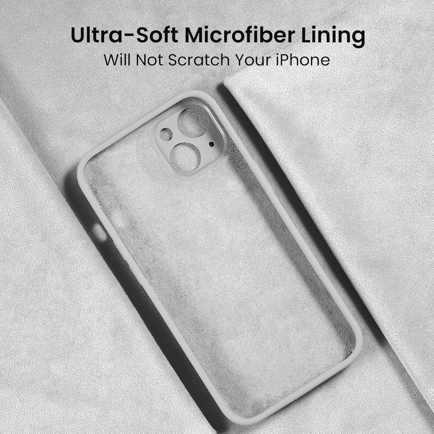 FireNova Designed for iPhone 13 Case, Silicone Upgraded [Camera Protection] Phone Case with [2 Screen Protectors], Soft Anti-Scratch Microfiber Lining Inside, 6.1 inch, White