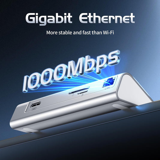 USB C Hub Ethernet, 10Gbps USB Docking Station 10-in-1 with 4K@60Hz HDMI, USB C and 2 USB A 3.2 Data, LAN, 2 USB A 2.0, PD 100W, SD/TF Ports, 3.28FT Powered USB Hub for Laptop, PC, iPhone 16/15, Mac