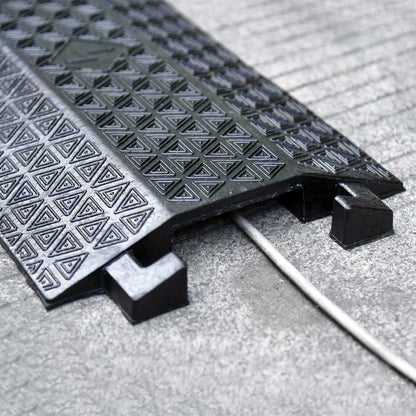 Double 40" inch Rubber Drop Over Cable Cover, 2 Pack Prevent Tripping Floor Cord Protector, Interlocking Cable Cover, Drop Track Cable Ramp, for Home, Office, Store, Warehouse (Wide - 2Pack)