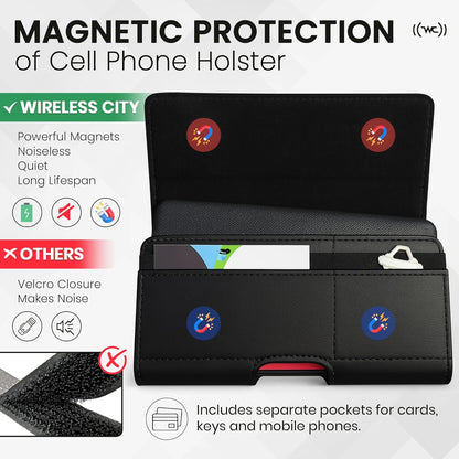 Phone Holster for Men with Credit Card Slot, Cell Phone Case, Fits iPhone 17/16/15/14/13/12 Pro Max – Belt Clip/Loop Carrying Phone Pouch Holder, X Large.