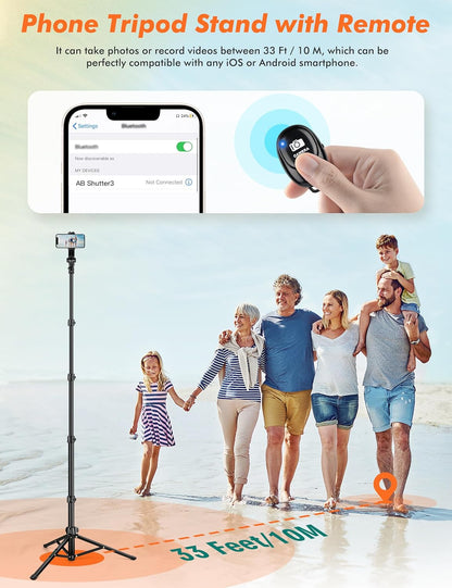 71" Tripod for iPhone, Phone Tripod Selfie Stick with Remote, Cell Phone Tripods & Tall Travel Tripods for Recording Video Selfies Photo, Compatible with iPhone 16 15 14 Pro Max 13 Android