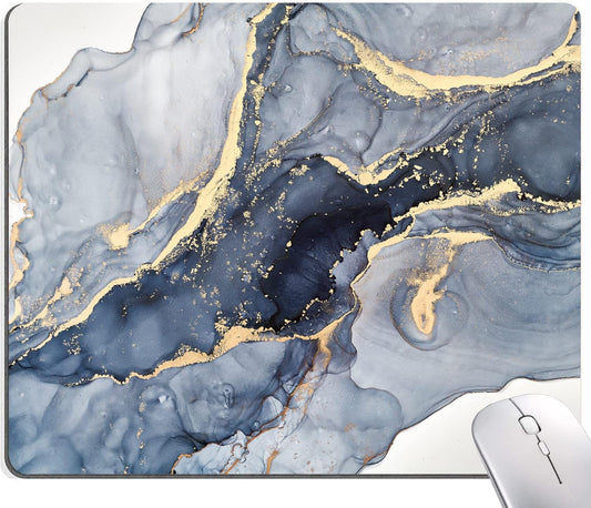 Marble Mouse Pad - Square Waterproof Non-Slip Rubber Base for Office Laptop, 9.5"x7.9"x0.12" Inch (Gilt Marble)