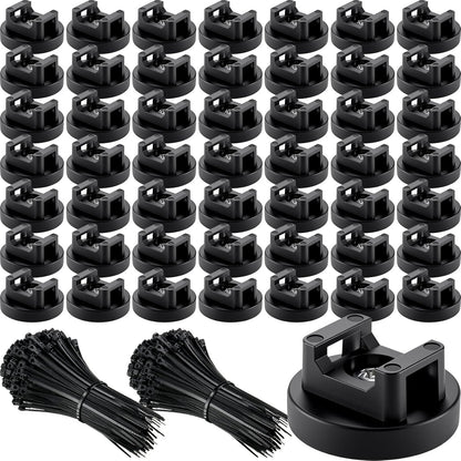 Yookeer 250 Pieces Magnetic Zip Tie Mount Multipurpose Cable Holder Magnets Magnetic Wire Management Bases with Heavy Duty Zip, Mount Nylon Cable Ties in Total (31mm)