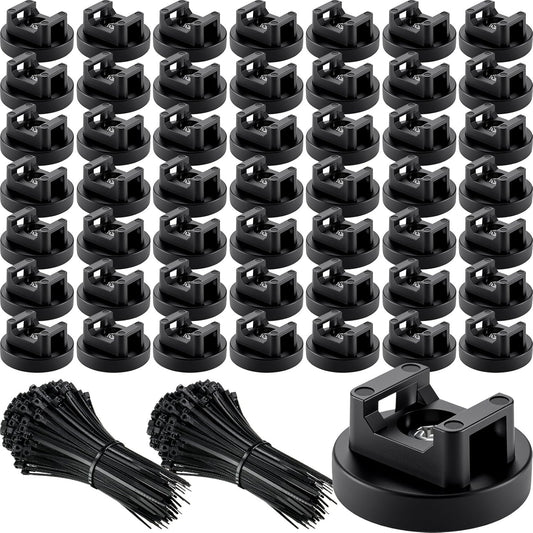 Yookeer 250 Pieces Magnetic Zip Tie Mount Multipurpose Cable Holder Magnets Magnetic Wire Management Bases with Heavy Duty Zip, Mount Nylon Cable Ties in Total (31mm)