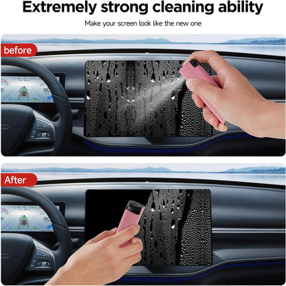 YTT Screen Cleaner, All-in-One Spray & Wipe Cleaner, with Transparent Protective Shell for All Phones, Laptop and Tablet Screens (Pink)