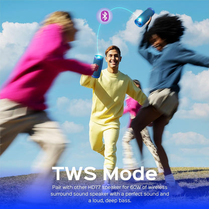 TREBLAB HD77 - Portable Bluetooth Speaker - Powerful 360° Sound, 30W Audio with Impactful Bass, 20H Battery, IPX6 Waterproof, Shockproof, TWS Stereo, Speaker Bluetooth Wireless for Outdoor, Beach Pool