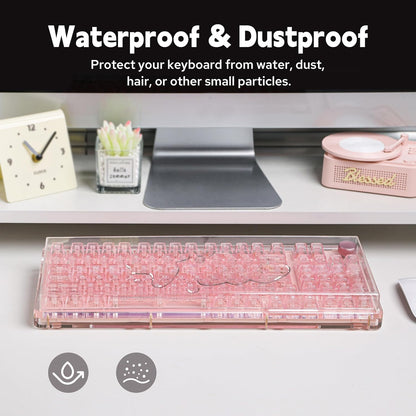 KiiBoom Premium Acrylic Transparent Keyboard Dust Cover, Waterproof, Anti-Dust, Anti-Cat Protector Cover Lid for Mechanical Keyboard (Clear, 15.4'' x 5.3'' x 0.78'')
