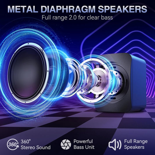 Computer Speakers,RGB PC Speakers, USB Powered 3.5mm Aux Speaker for Desktop, PC, Laptop, Tablet - Small Computer Speakers | Clear Sound & 7-Color Dynamic Lighting