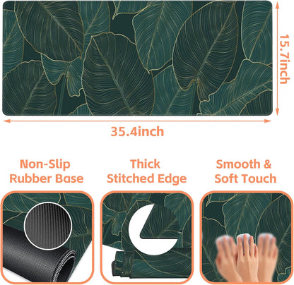 Mouse Pad Large Monstera Line Art Non-Slip Gaming Desk Mat with Stitched Edge Laptop Keyboard Desk Pad for Work Home Gaming (35.4 x 15.7 Inches)