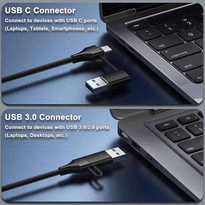 Powered 10-Port USB 3.0 Hub, USB C to 10 Ports USB Data Hub Splitter with Individual LED On/Off Switche, 3.3FT Cable, 12V/3A Power Adapter, for Laptop MacBook Pro/Air PC (Aluminum Gary)