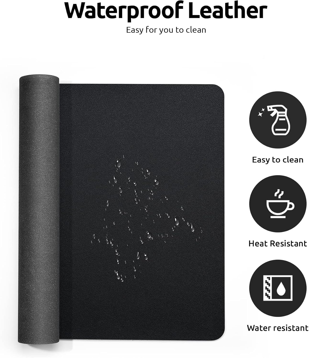YSAGi Leather Desk Protector, Office Mat, Large Mouse Mat, Non-Slip PU Leather Blotter, Laptop Desk Mat, Waterproof Writing Pad for Office and Home (Black, 31.5" x 15.8")