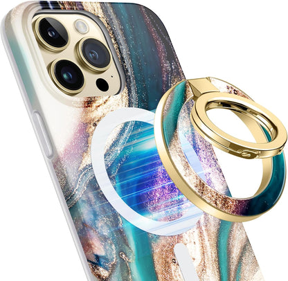 GVIEWIN Magnetic Phone Ring Holder, Compatible with MagSafe Phone Grip with Adjustable Stand, Magnet Phone Ring Kickstand for iPhone 16 Pro Max/Plus/15/14/13/12 Series/Other Phones (Drift Sand)