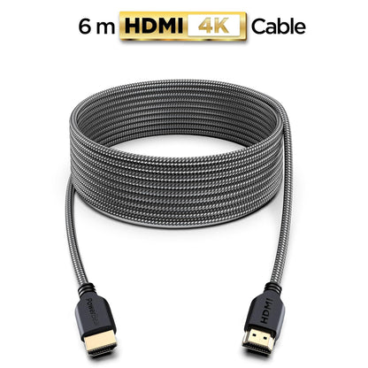 PowerBear 4K HDMI Cable 20 ft | High Speed Hdmi Cables, Braided Nylon & Gold Connectors, 4K @ 60Hz, Ultra HD, 2K, 1080P, ARC & CL3 Rated | for Laptop, Monitor, PS5, PS4, Xbox One, Fire TV, & More