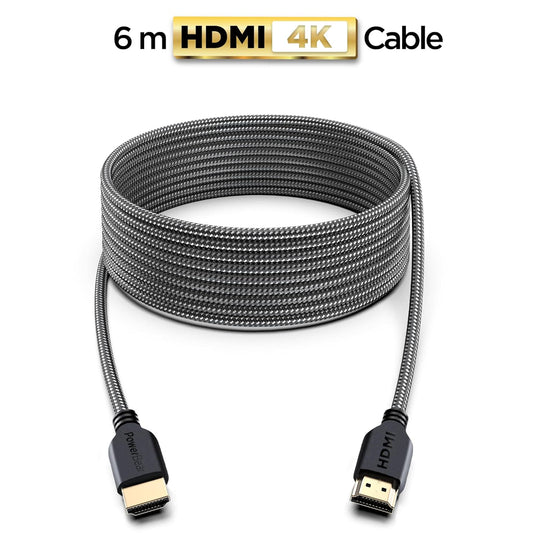 PowerBear 4K HDMI Cable 20 ft | High Speed Hdmi Cables, Braided Nylon & Gold Connectors, 4K @ 60Hz, Ultra HD, 2K, 1080P, ARC & CL3 Rated | for Laptop, Monitor, PS5, PS4, Xbox One, Fire TV, & More