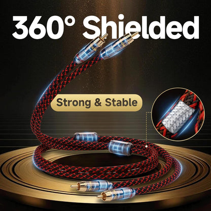 TODN RCA Stereo Cable Audiophile HiFi Interconnect Shielded RCA Cables for Home Audio Systems (16.4ft/5m, 1 Pair)
