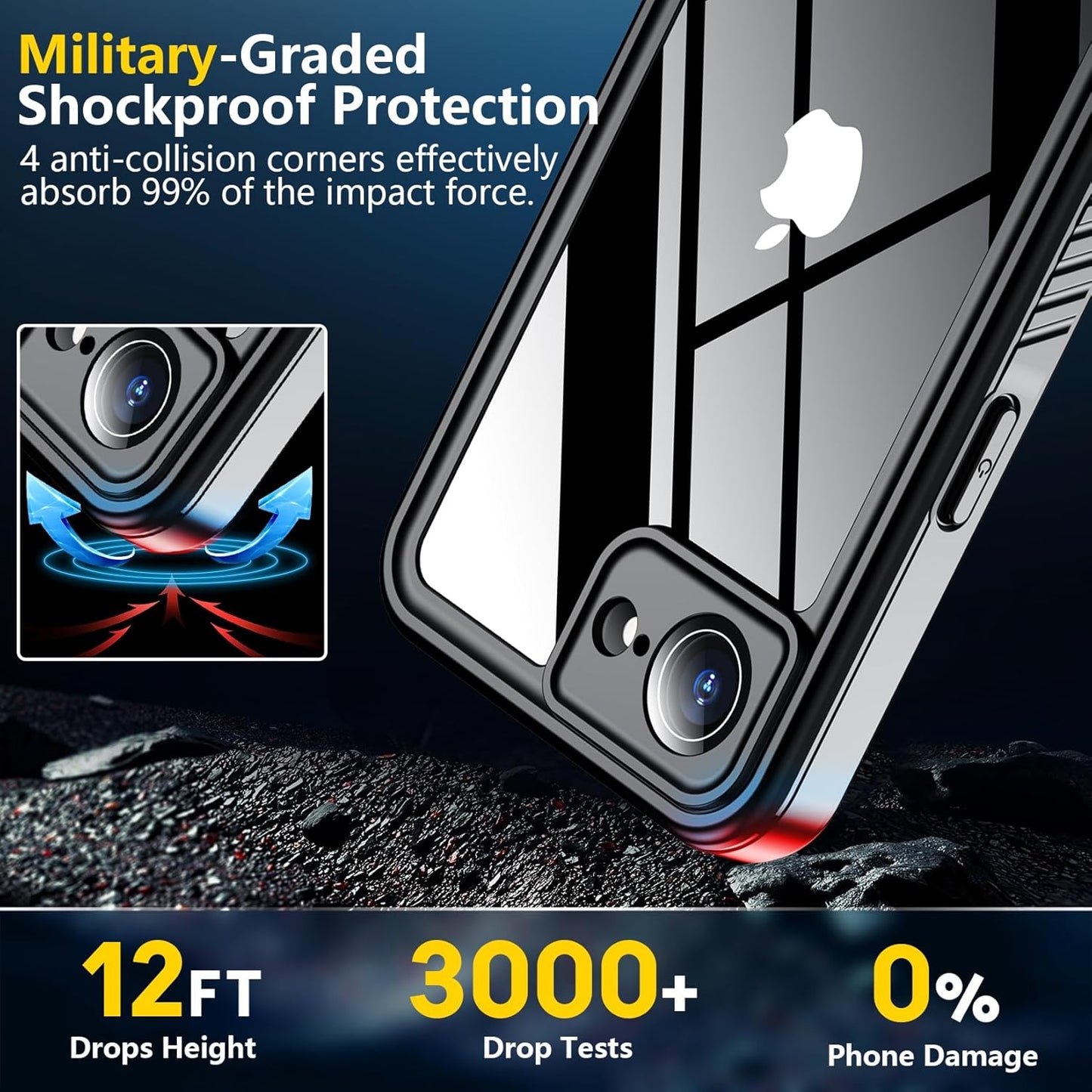 SPIDERCASE for iPhone 16e Case Waterproof,Built-in Screen & Camera Lens Protector[IP68 Underwater] [Military Grade Shockproof] Cell Phone Home Button Stickers, Blue/Clear