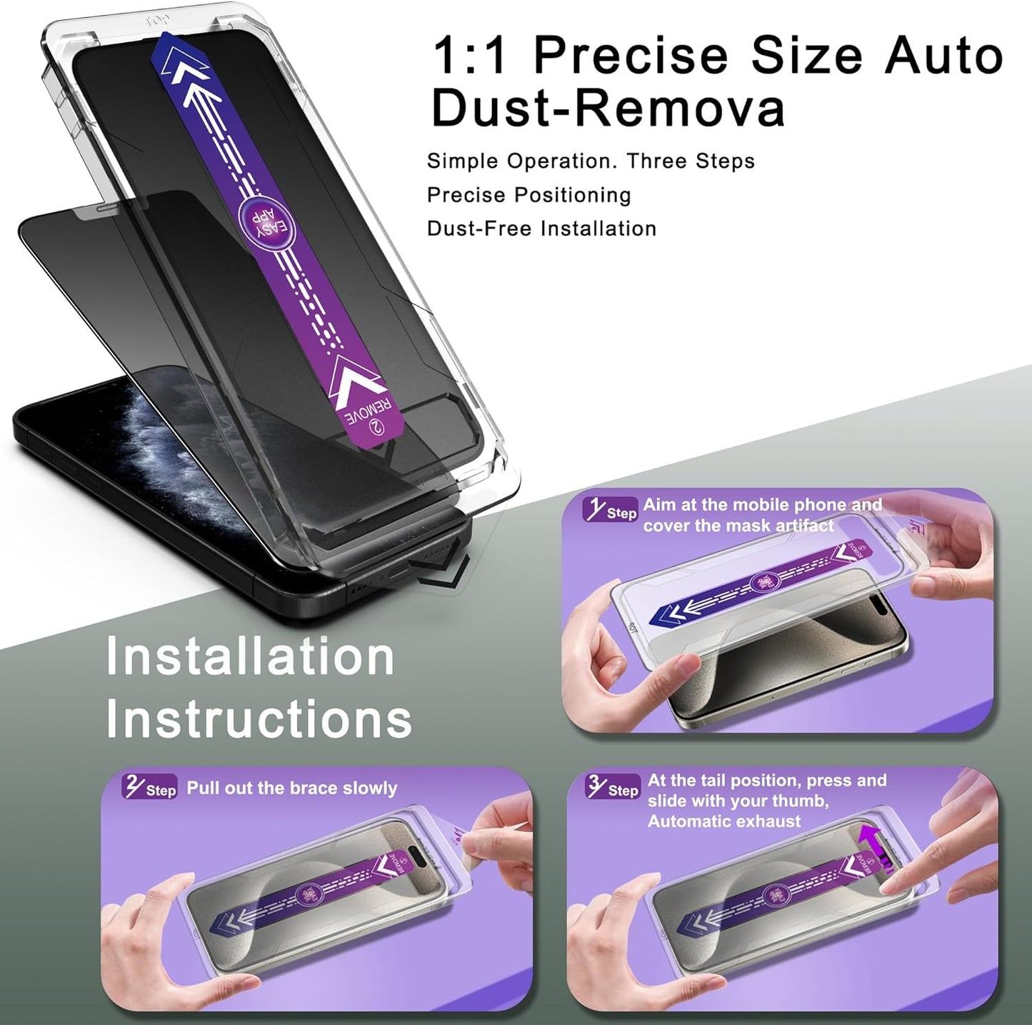 2 Pack Matte Privacy Screen Protector for iPhone 11 Pro Max and iPhon XS MAX 6.5-Inch Auto Dust Removal, No Bubbles,Anti-Spy Tempered Glass Film, Easy Installation