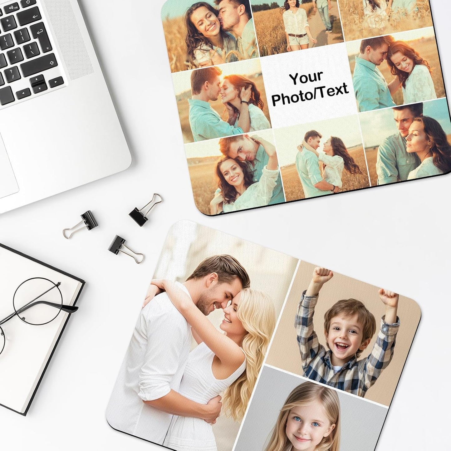 Custom Mouse Pad, Personalized Mouse Pad with Photo & Text, Neoprene Mouse Mat for Laptop Computer Office Desk, Mousepad Small with Anti-Slip Rubber Base