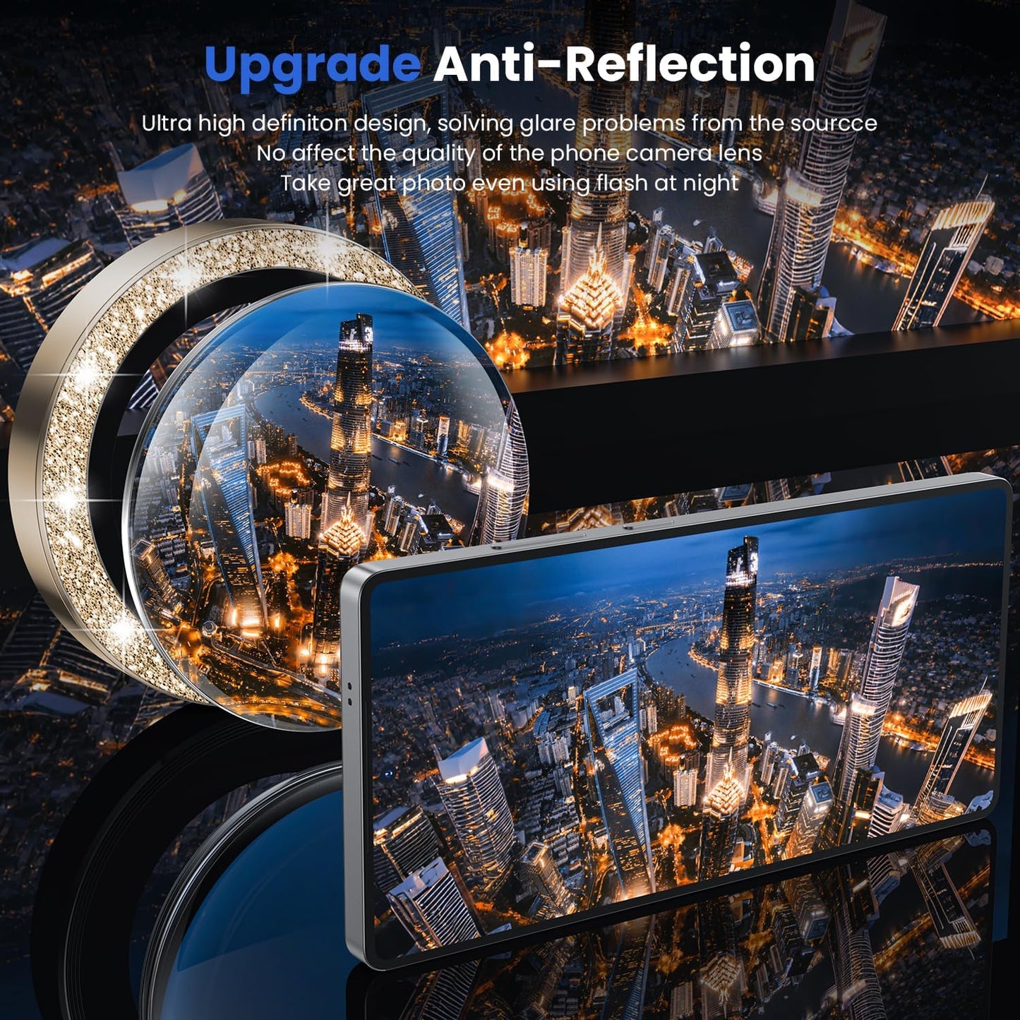 WSKEN for Samsung Galaxy S25 Ultra Camera Lens Protector - Ultra Thin Case Friendly, 9H Shatterproof Tempered Glass with Aluminum Metal Circle Camera Screen Protector Cover Accessories, Glitter Gold