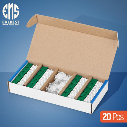 Everest 90° Angled RJ45 Cat6 Keystone Jacks 20-Pack in Green - Slim Profile Female RJ45 Connectors - Cat 6 Keystone Jack - Compatible with 90° Angled Speed Termination Tool - easyJACK (B094WB91H3)