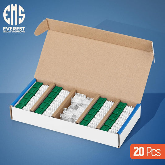 Everest 90° Angled RJ45 Cat6 Keystone Jacks 20-Pack in Green - Slim Profile Female RJ45 Connectors - Cat 6 Keystone Jack - Compatible with 90° Angled Speed Termination Tool - easyJACK (B094WB91H3)