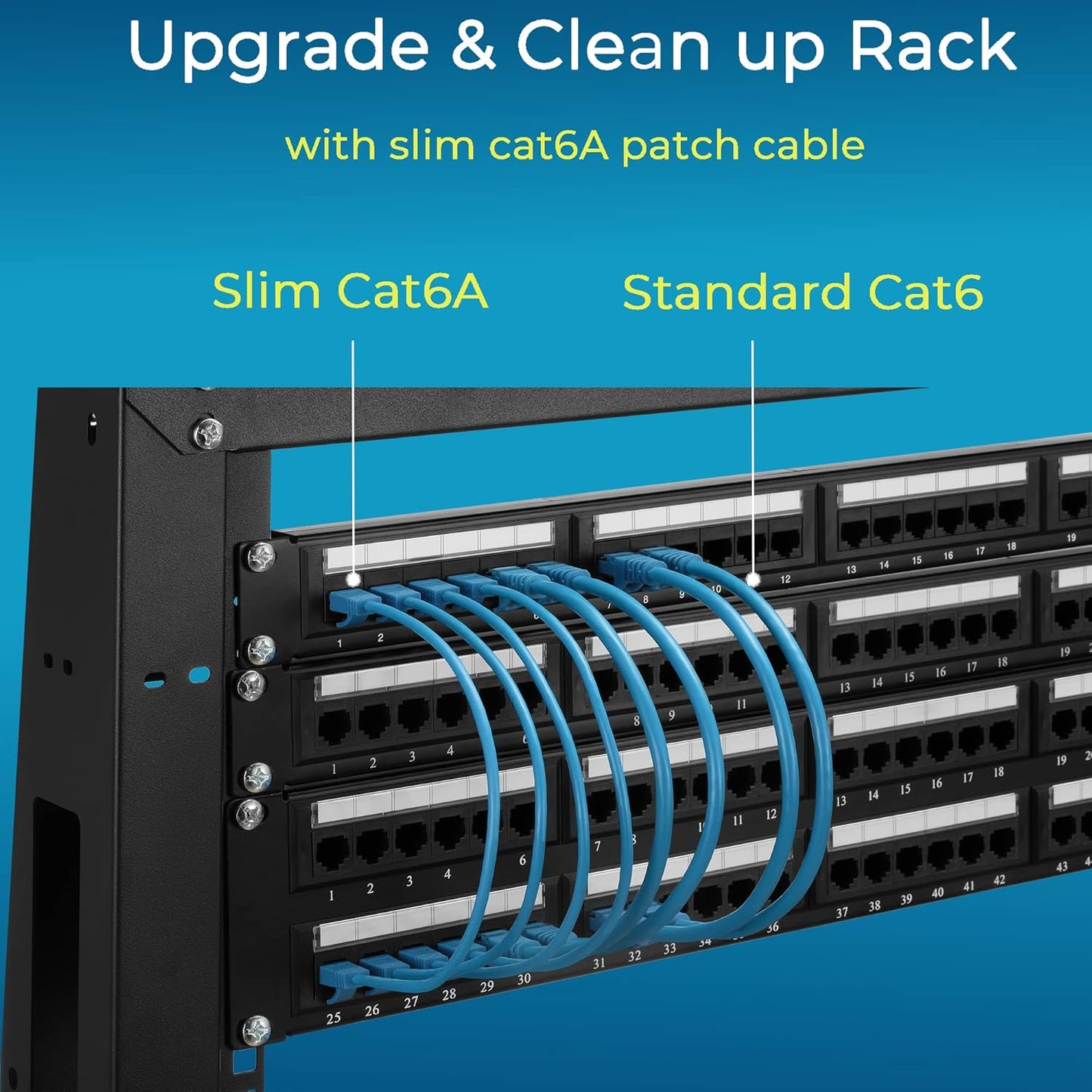 Rapink Cat6a 3ft Ethernet Cables (24 Pack) - Slim, 10G Support, Snagless, Flexible with Gold Plated Connectors