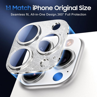UniqueMe for 3 Pack iPhone 15 Pro/iPhone 15 Pro Max Camera Lens Protector, [Drop Protection] [Case Friendly] Camera Cover Screen [Update New Version] - Intergrated Glitter Silver