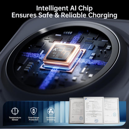 GUSGU MagTime 3 in 1 Wireless Charging Station with Real-Time Power and Time Display, Foldable Wireless Charger Stand, Compatible with iPhone 16/15/14/13/12, iWatch S1-10/Ultra, AirPods-White