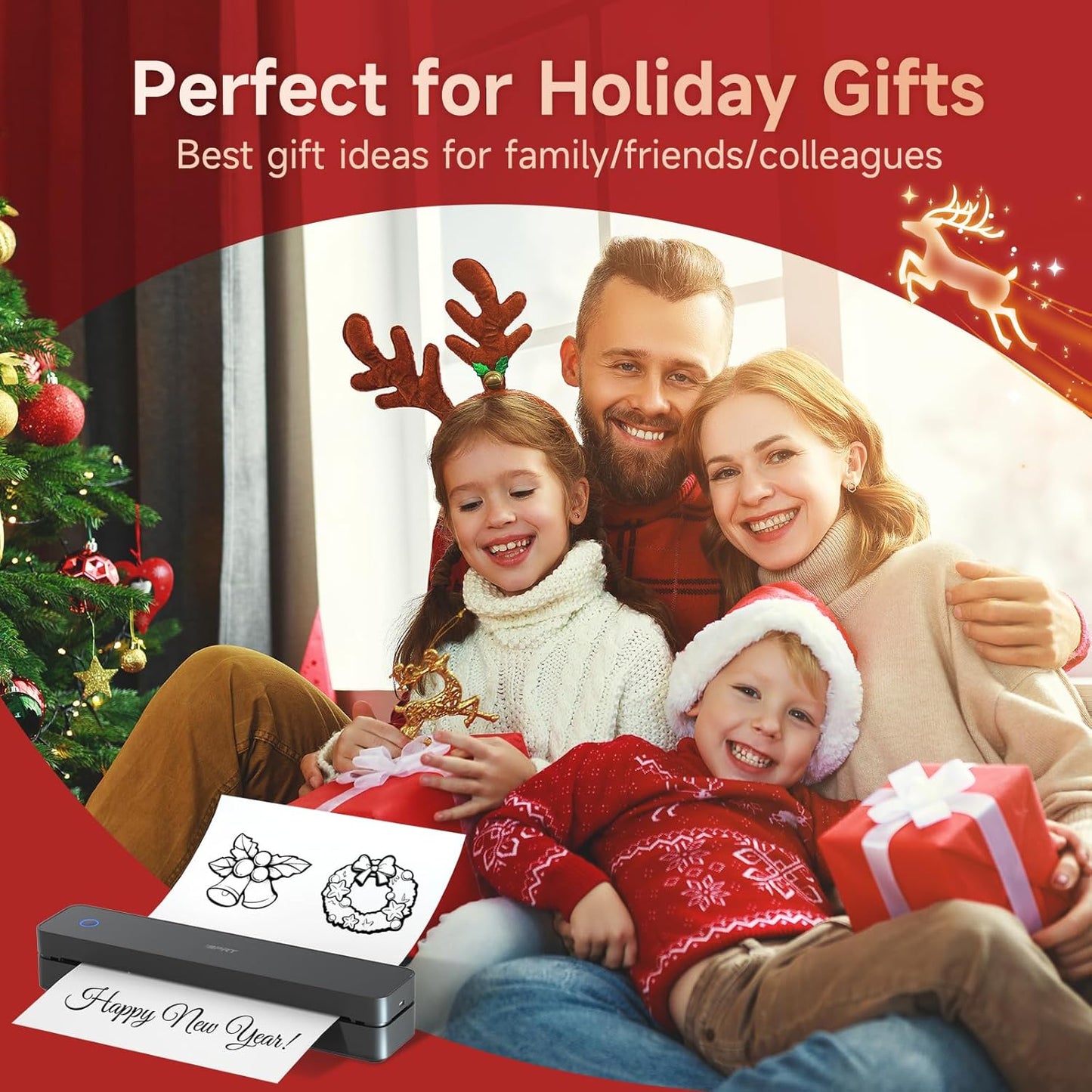 iDPRT Portable-Printer Wireless for Travel, 300DPI Inkless Thermal Small Printers for Home Use, Office, Vehicles, Mobile Bluetooth Printer Supports 8.5" x 11" US Letter, for Smartphone & PC,Black