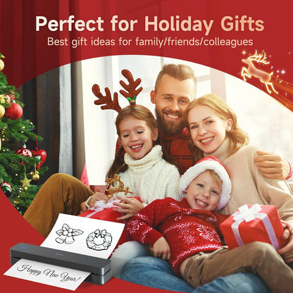 iDPRT Portable-Printer Wireless for Travel, 300DPI Inkless Thermal Small Printers for Home Use, Office, Vehicles, Mobile Bluetooth Printer Supports 8.5" x 11" US Letter, for Smartphone & PC,Black