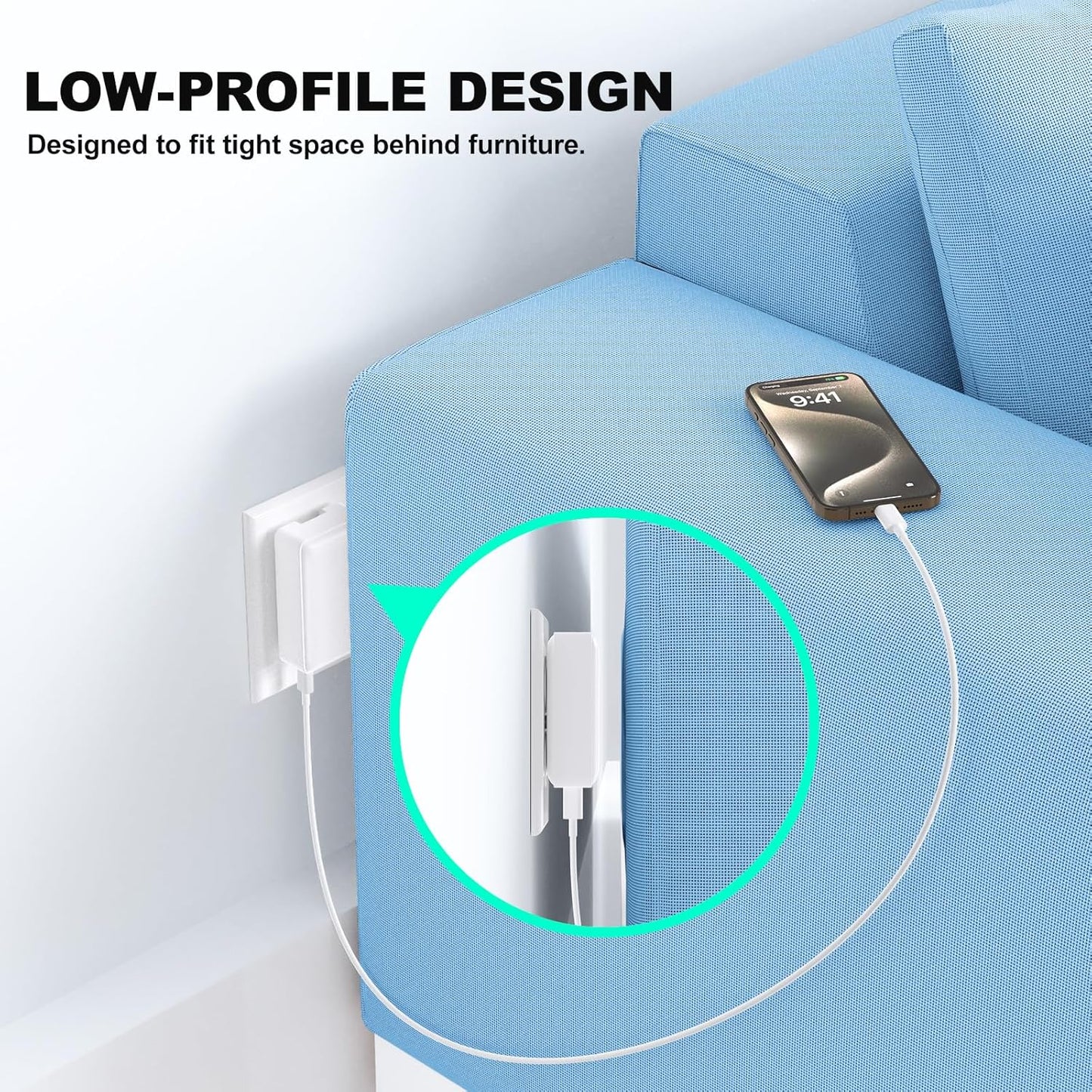 Flat USB Wall Charger, Excgood 40W 4Port USB and USB C Fast Charging Block PD+QC Foldable Wall Plug Power Adapter Multiports for iPhone 16 15 14 13 iPad Galaxy S24 A54 Android Watch Earbuds-3Pack