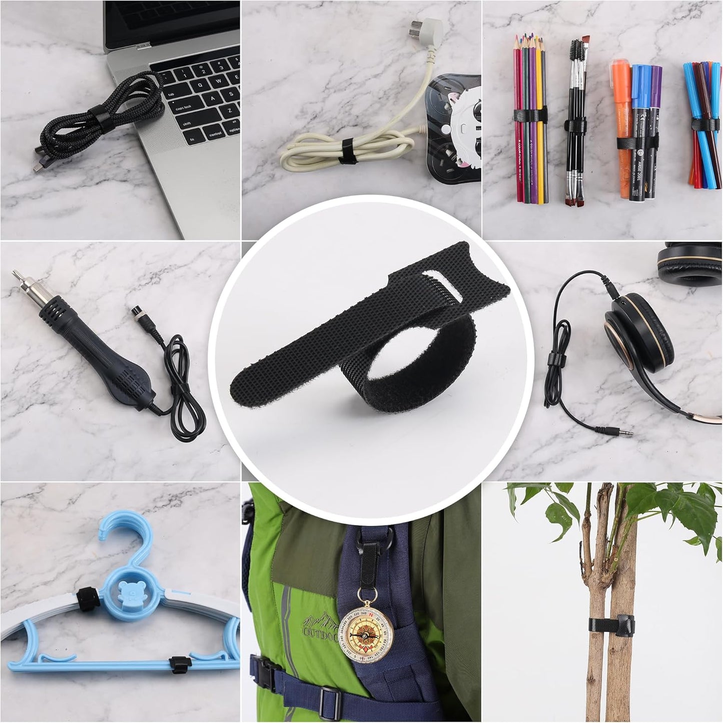 Reusable Cable Ties, 126 PCS 6 Inches Adjustable Cord Straps Wire Organizer Cord Wrap and Hook Loop Cable Management