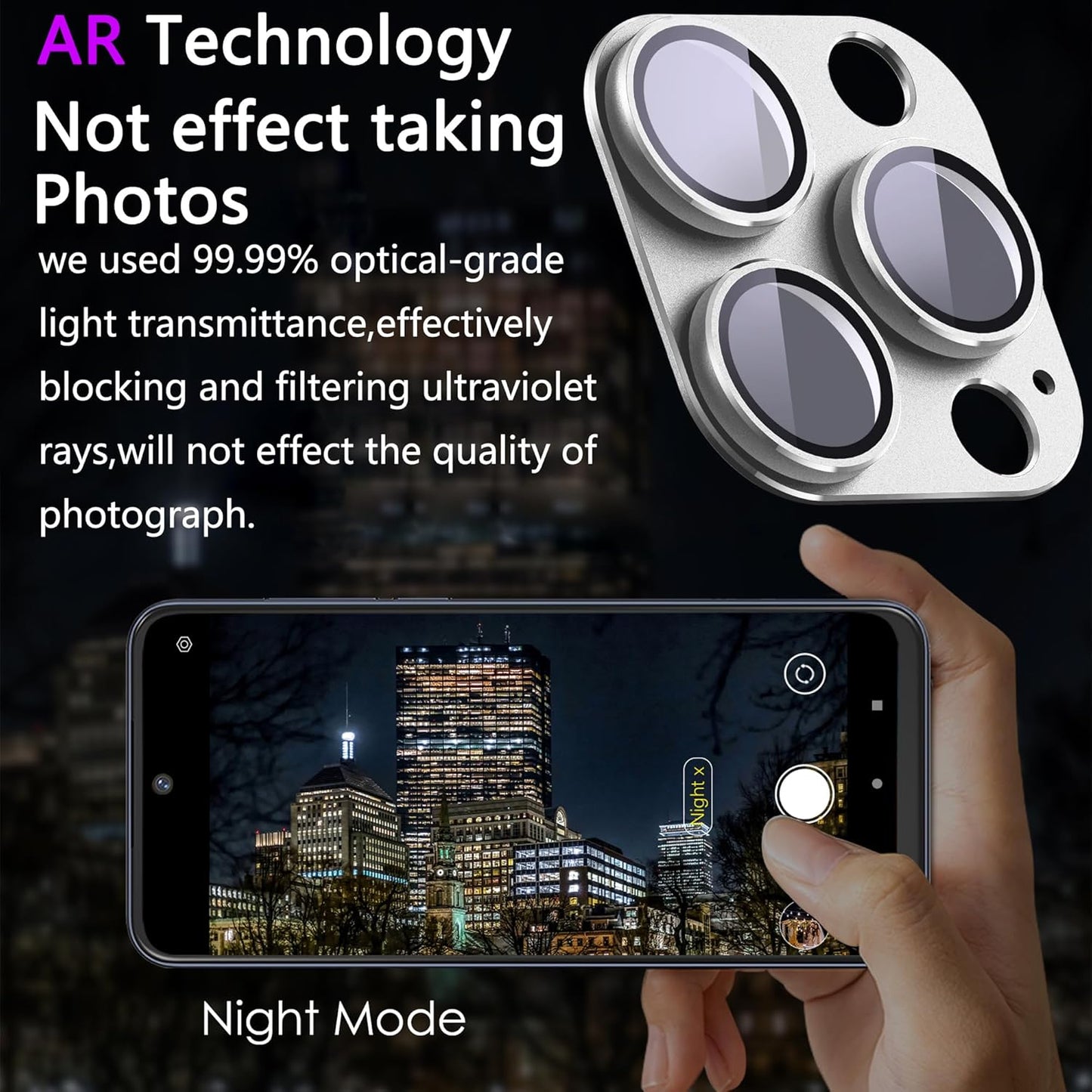 2 Pack Camera Lens Protector for iPhone 16 Pro/iPhone 16 Pro Max,[Not Easy to Breakn ] AR Tempered Glass Strong Adsorption Metal Camera Cover Screen-Silvery