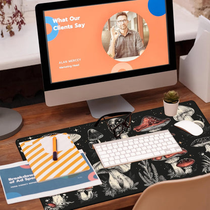 Psychedelic Mushrooms Desk Mat, Large Gaming Mouse Pad, 31.5"x15.7", Extended Big Computer Keyboard Mouse Pad with Non-Slip Base and Stitched Edge