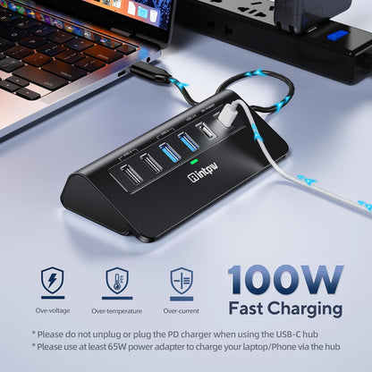 USB C Hub, intpw 9-in-1 USB Multiport Adapter with 4K HDMI, PD 100W, USB-C and 2 USB A 3.0 5Gbps, 2 USB A 2.0, SD/TF Slots for MacBook Pro/Air, iPad Pro, iPhone 15/16 Series