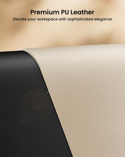 ProtoArc Leather Desk Mat, Large Mouse Pad- 31.5×15.8 inch, Non-Slip PU Leather Desk Pad Protector, Premium Desktop Mat for Computer, Keyboard and Mouse, Milk Tea