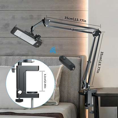 Tablet Holder for Kindle Reading in Bed with Remote Page Turner, Easy Adjust Hands Free Lazy Arm Mount for Kindle Accessories, Gifts for Readers