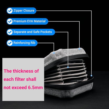 JJC 10 Pockets Hard Shell Lens Filter Bag Up to 95mm, Water Resistant & Dustproof, Camera Filter Pouch Carrying Case for Photography Round Filter with Microfiber Cleaning Cloth