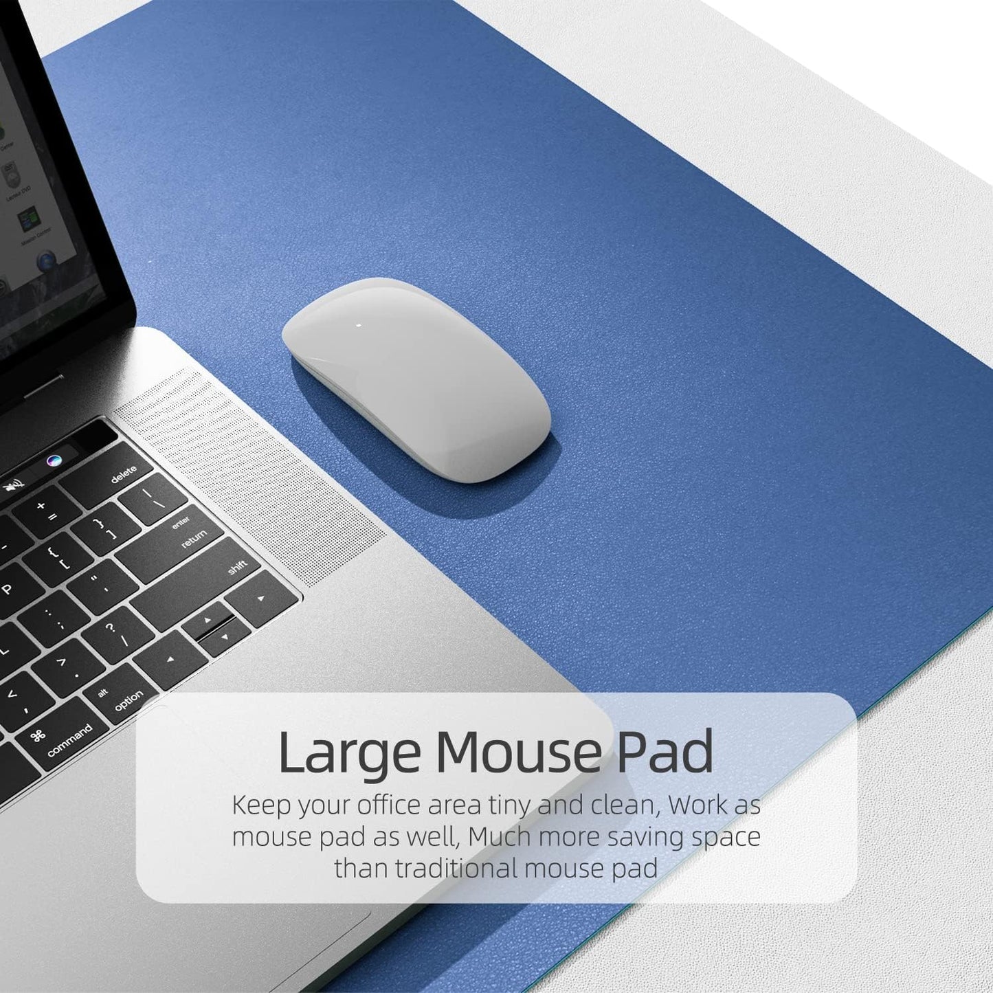 YSAGi Dual-Sided Laptop Desk Mat, 31.5" x 15.7", Waterproof Leather Writing Pad for Office and Home (Azure Blue+Green)