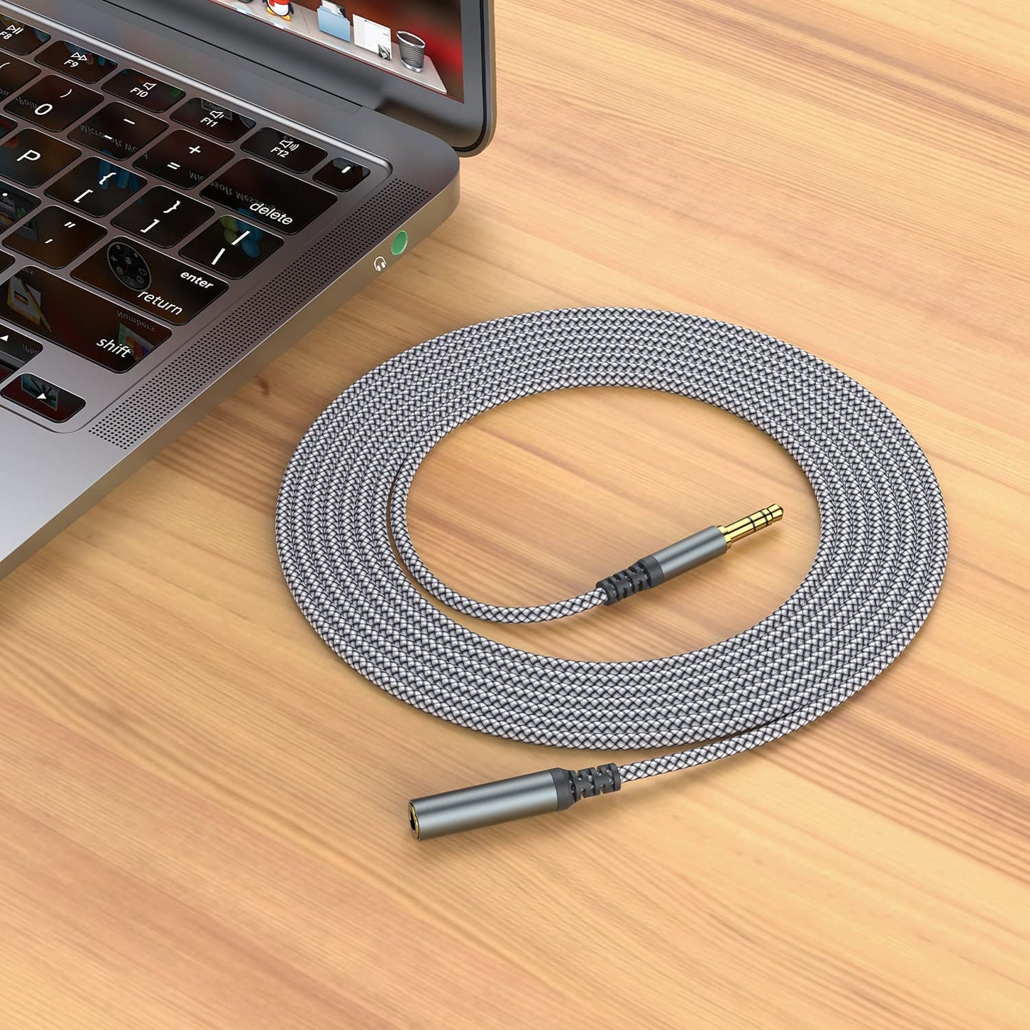 MCSPER Headphone Extension Cable, [2-Pack, 3.3ft Hi-Fi ] 3.5mm Extension AudioMale to Female Aux Adapter Hi-Fi Sound Stereo Extender Cord for Headset, iPhone, iPad, Smartphones, Tablets & More (Grey)