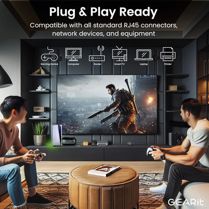 GEARit Cat 6 Ethernet Cable (5-Pack 5 Feet) Cat6 Network Patch, 10Gbps, RJ45, Snagless Cord, Gold-Plated Connectors, Internet for PC, TV, Tablet, Router, Printer, Servers, IT Data Center - Gray