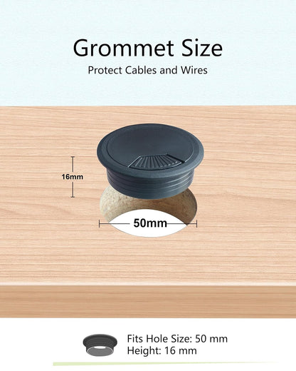 10 Pack Desk Grommet 50mm (2 inch) Bi-Metal Hole Saw Kit for Home Office,Cable Hole Covers,Black