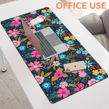 Mouse Pad Large Bright Colorful Flowers Non-Slip Game Desk Mat with Stitched Edge Laptop Keyboard Desk Pad for Work Home Gaming (35.4 x 15.7 Inches)