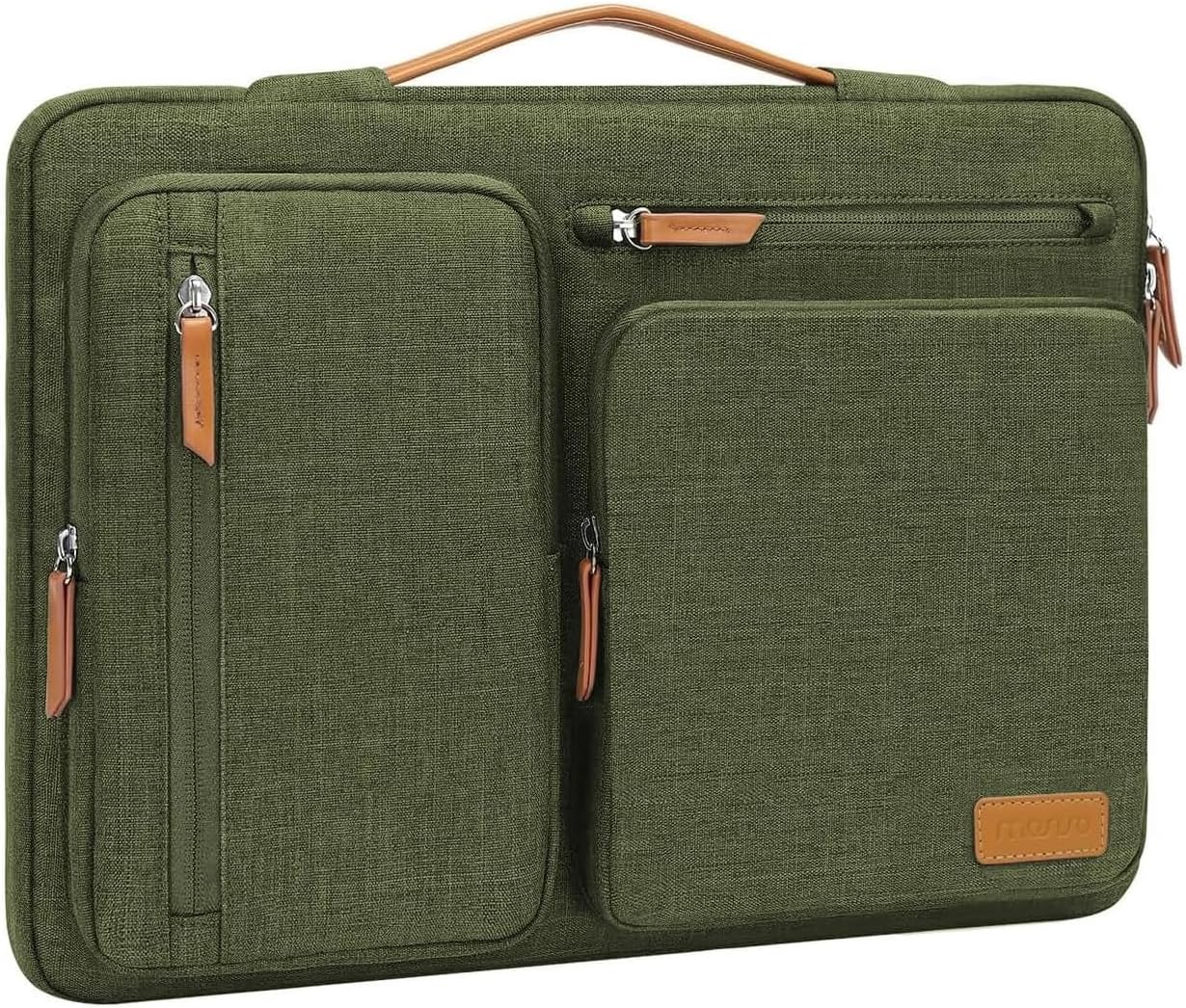 MOSISO 360 Protective Laptop Case 16 inch, 15-15.6 inch Laptop Sleeve Compatible with MacBook Pro 16, HP, Acer, Dell, Lenovo, ASUS, Side Open Carrying Case with 4 Zipper Pockets&Handle, Olive Green