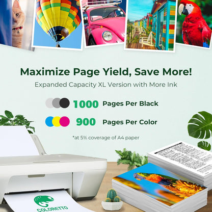 COLORETTO 910XL Ink Cartridges for HP Printers for HP 910 Ink HP910 Compatible for OfficeJet Pro 8015e 8025e 8028e 8010 8025 8020 8020e 8035 8028 8015 8022 Printer Cyan Magenta Yellow 4 Pack