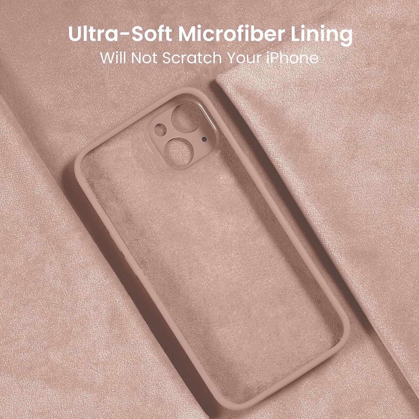 FireNova Designed for iPhone 15 Case, Silicone Upgraded [Camera Protection] Phone Case with [2 Screen Protectors], Soft Anti-Scratch Microfiber Lining Inside, 6.1 inch, Pinksand