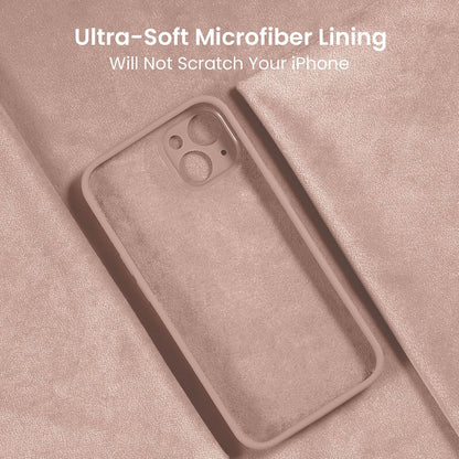 FireNova Designed for iPhone 15 Case, Silicone Upgraded [Camera Protection] Phone Case with [2 Screen Protectors], Soft Anti-Scratch Microfiber Lining Inside, 6.1 inch, Pinksand