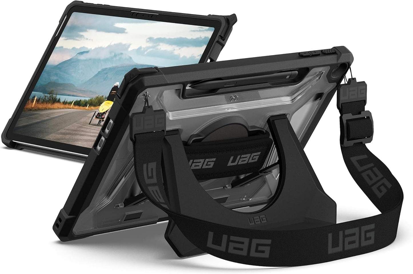 URBAN ARMOR GEAR UAG Designed for Microsoft Surface Pro 1st Edition 12" Case - Rugged Protective Cover with Multi-Angle Built-in Kickstand Pen Holder Hand Strap & Shoulder Strap, Plasma Ice/Black