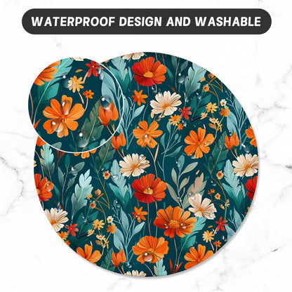 ITNRSIIET Round Mouse Pad with Stitched Edge Premium-Textured Waterproof Non-Slip Rubber Base Desktop Protection Mat Diameter 8.7 inches, Beautiful Flowers