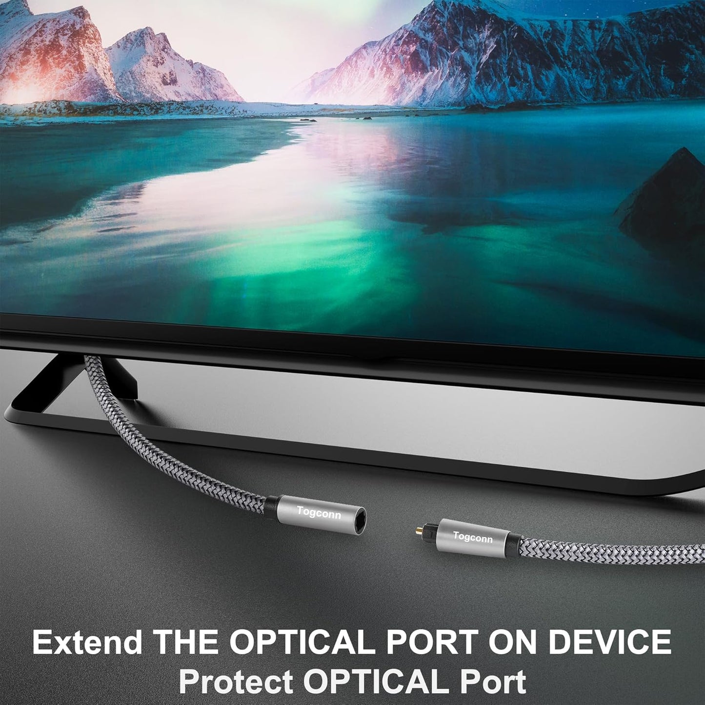 Optical Extension Fiber Digital Cable Adapter 4 Feet（2 Pack）, 90 Degree Right Angle & Straight Male to Female Coupler, Toslink Audio Cable, Nylon Braided for Home Theater, Soundbar, TV and More